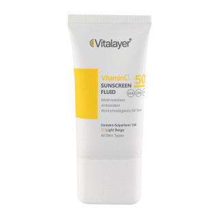 فلوئید ضد آفتاب رنگی ویتالیر مدل Vitamin C حجم 50 میلی لیتر بژ روشن