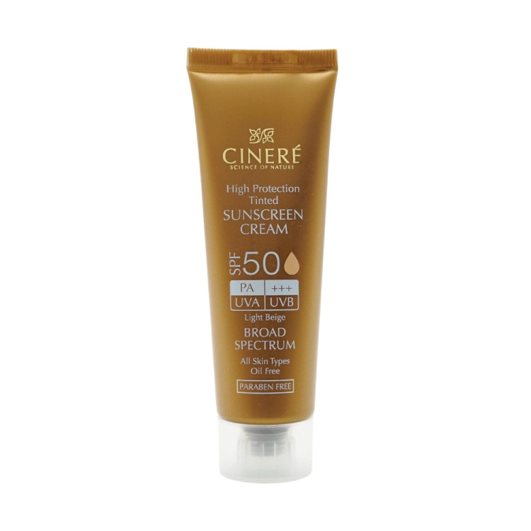 کرم ضد آفتاب رنگی سینره SPF50 مناسب انواع پوست بژ روشن